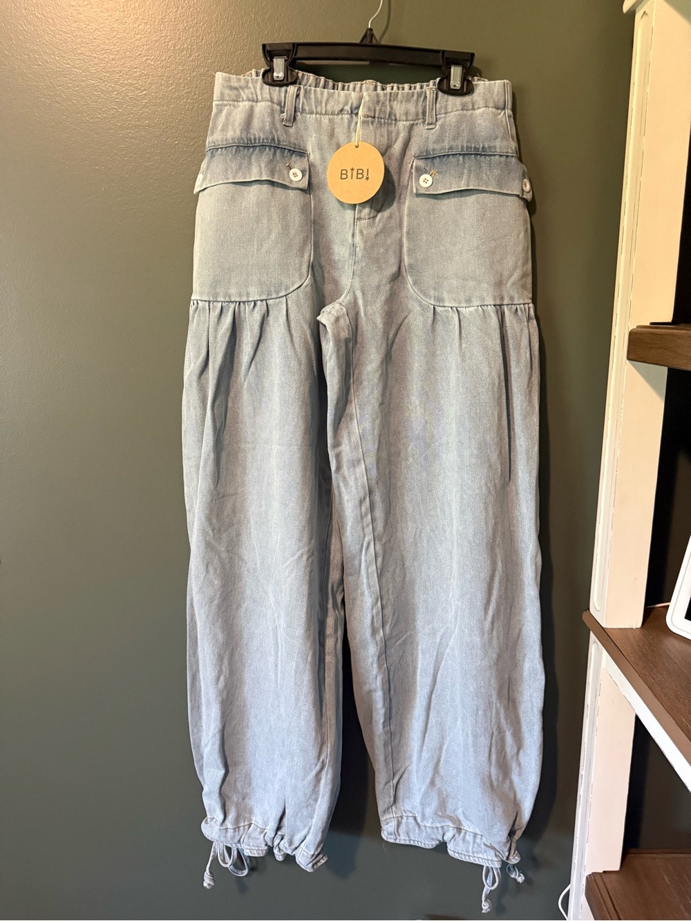 BiBi Light Blue Cargo-Style Jogger Pants